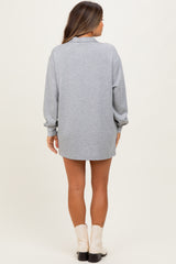Heather Grey Half Zip Long Sleeve Maternity Mini Dress