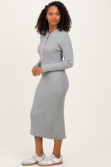 Heather Grey Contrast Stitch Midi Sweater Dress