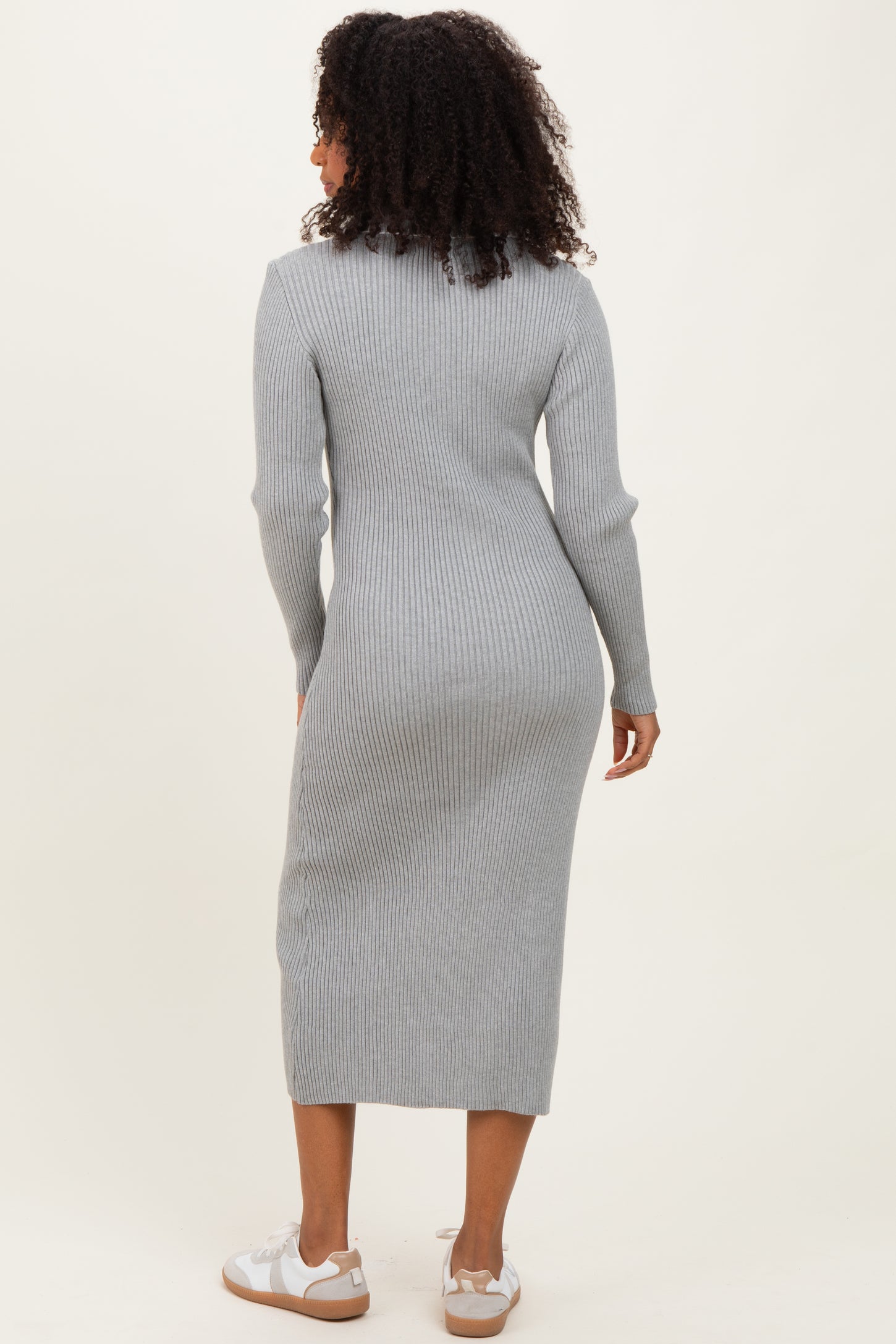 Heather Grey Contrast Stitch Midi Sweater Dress