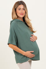 Olive Hooded Short Sleeve Maternity Top