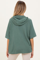 Olive Hooded Short Sleeve Maternity Top