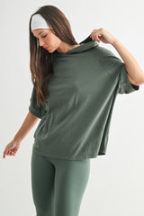 Olive Hooded Short Sleeve Maternity Top