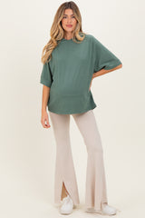 Olive Hooded Short Sleeve Maternity Top