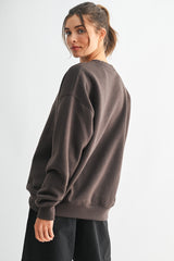 Brown Oversized Fleece Sweatshirt