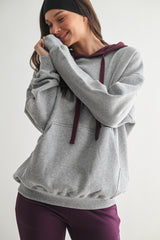 Plum Heather Grey Colorblock Hoodie