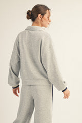 Heather Grey Contrast Trim Half Zip Sweatshirt