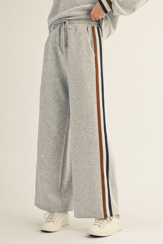 Heather Grey Contrast Trim Sweatpants