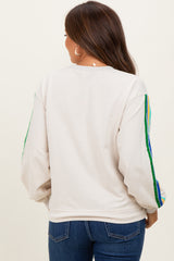 Taupe Mineral Wash Velvet Stripe Detail Maternity Sweatshirt