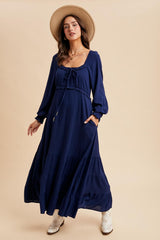 Navy Ruffled Fit And Flare Maternity Maxi Dress