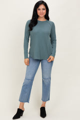 Jade Baby Waffle Knit Long Sleeve Top
