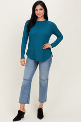 Teal Baby Waffle Knit Long Sleeve Top