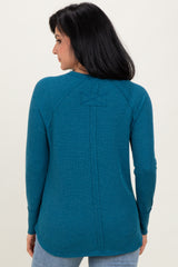 Teal Baby Waffle Knit Long Sleeve Top