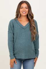 Ash Jade Ribbed V-Neck Long Sleeve Maternity Top