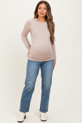 Light Mocha Basic Long Sleeve Maternity Top