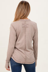 Heather Mocha Long Sleeve Exposed Seam Maternity Top