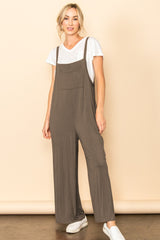 Mocha Sleeveless Pocketed Wide Leg Jumpsuit