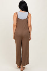 Mocha Sleeveless Pocketed Wide Leg Jumpsuit