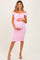 Light Pink Mesh Off Shoulder Twist Front Maternity Midi Dress