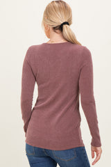 Mauve Sweetheart Ribbed Long Sleeve Top