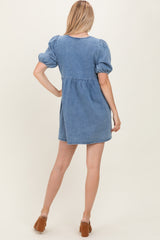 Blue Chambray Double Front Tie Dress