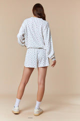 Magenta Floral Waffle Knit Oversized Long Sleeve Top