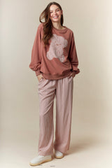 Mauve Gingham Drawstring Lounge Pants