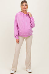 Pink French Terry Hooded Maternity Sweatshirt