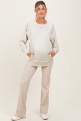 Cream Vintage Wash French Terry Maternity Pullover