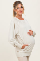Cream Vintage Wash French Terry Maternity Pullover