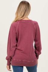 Burgundy Vintage Wash French Terry Maternity Pullover