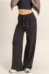 Black Flowy Knit Drawstring Pants