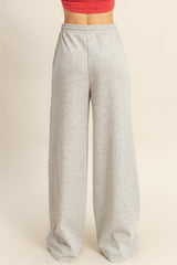 Heather Grey Flowy Knit Drawstring Pants