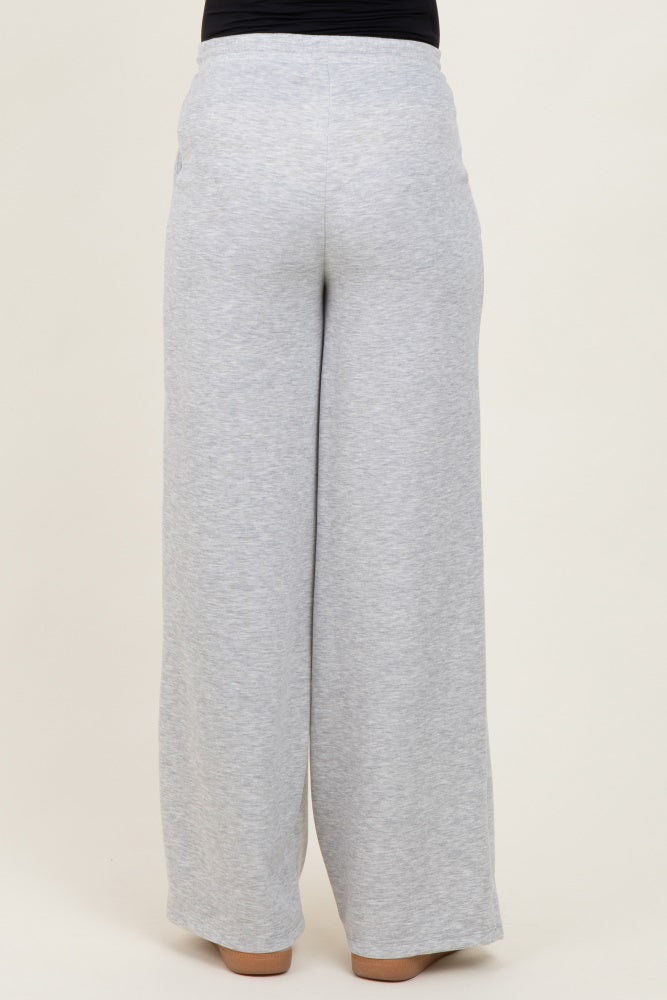 Heather Grey Flowy Knit Drawstring Maternity Pants