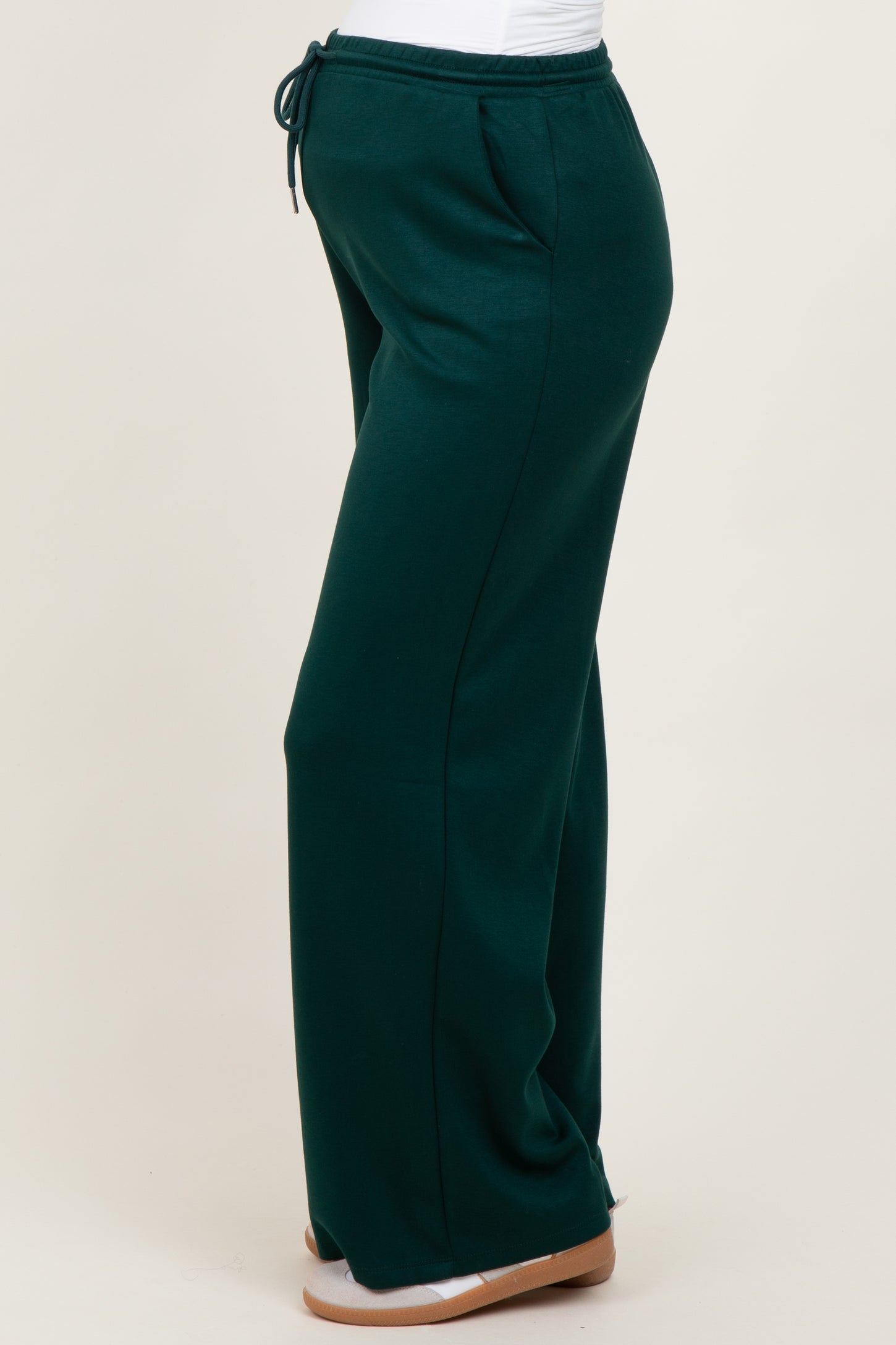 Forest Green Flowy Knit Drawstring Maternity Pants