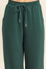 Forest Green Flowy Knit Drawstring Pants