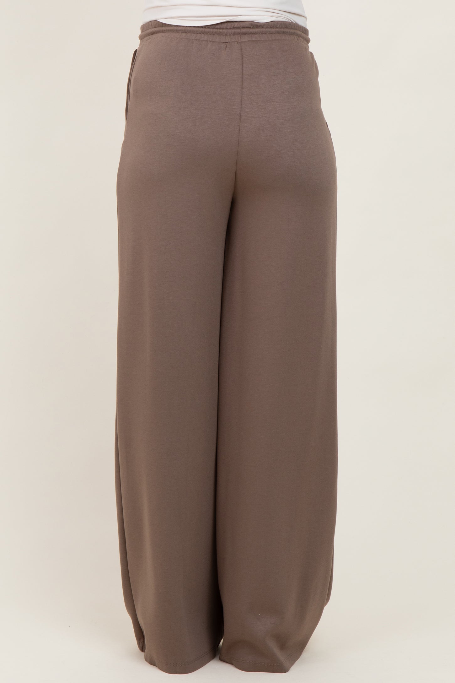 Mocha Flowy Knit Drawstring Maternity Pants