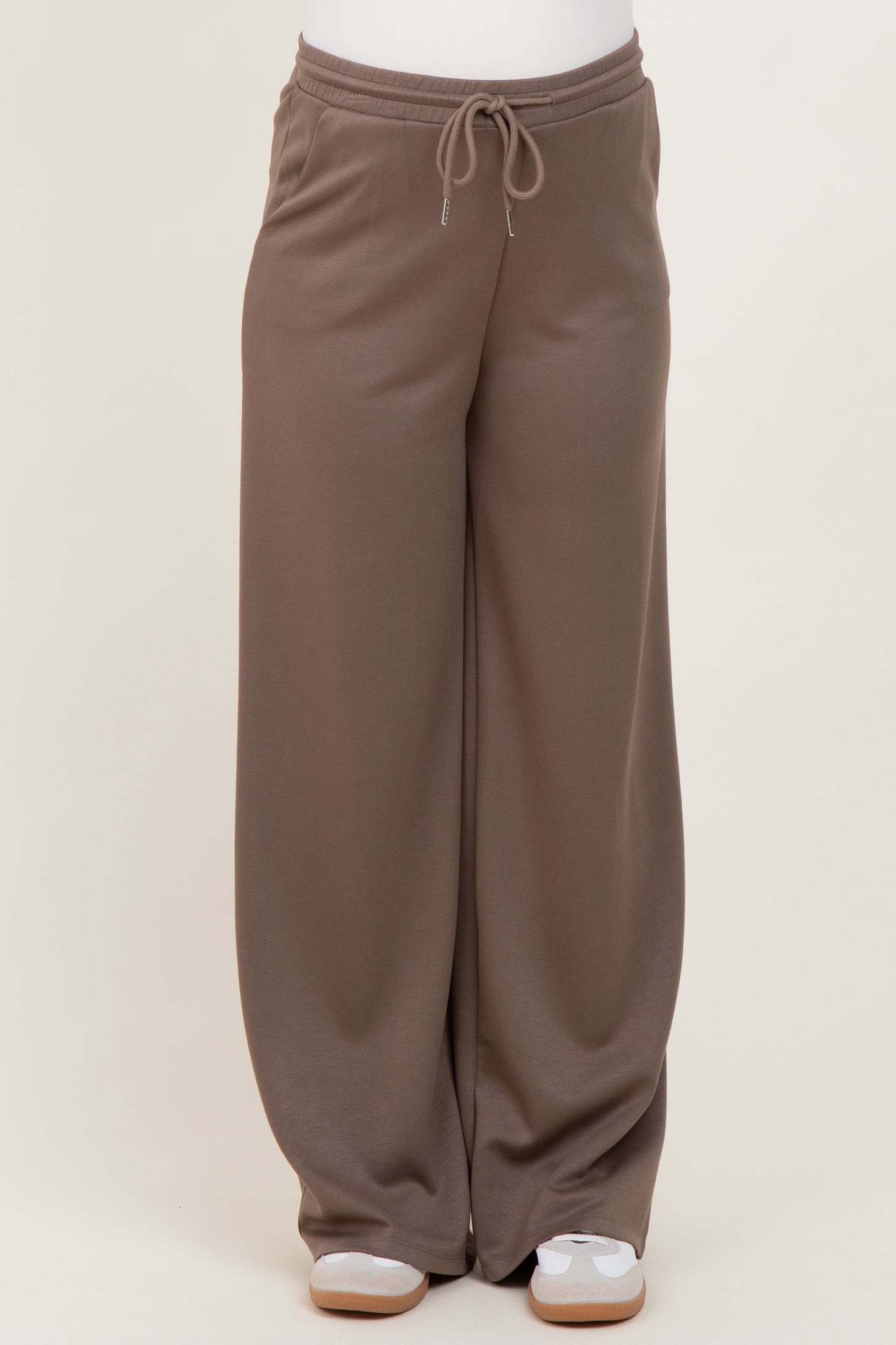 Mocha Flowy Knit Drawstring Maternity Pants