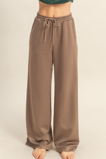 Mocha Flowy Knit Drawstring Pants