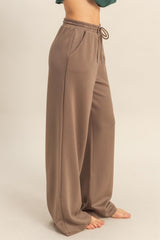 Mocha Flowy Knit Drawstring Pants