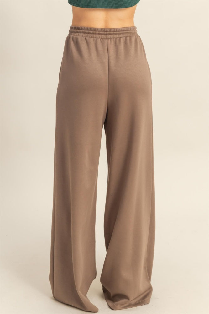 Mocha Flowy Knit Drawstring Pants