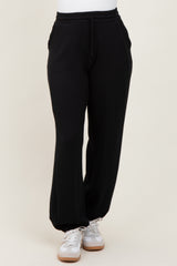 Black Scuba Drawstring Waist Relaxed Jogger Sweatpants