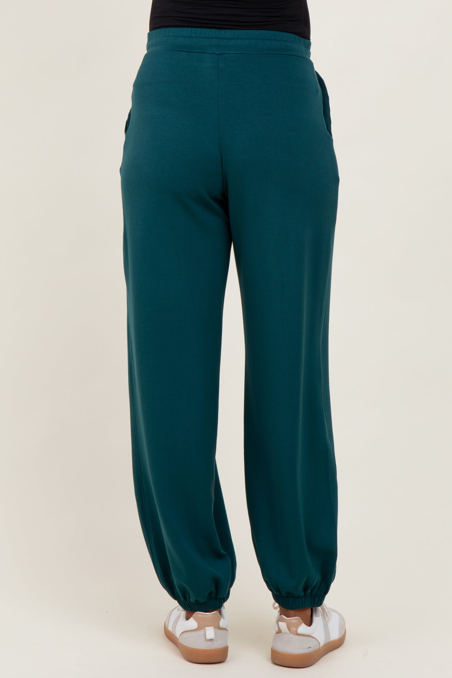 Green Scuba Drawstring Waist Relaxed Maternity Jogger Sweatpants