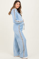 Light Blue Velour Tracksuit Maternity Set