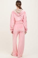 Pink Velour Tracksuit Maternity Set