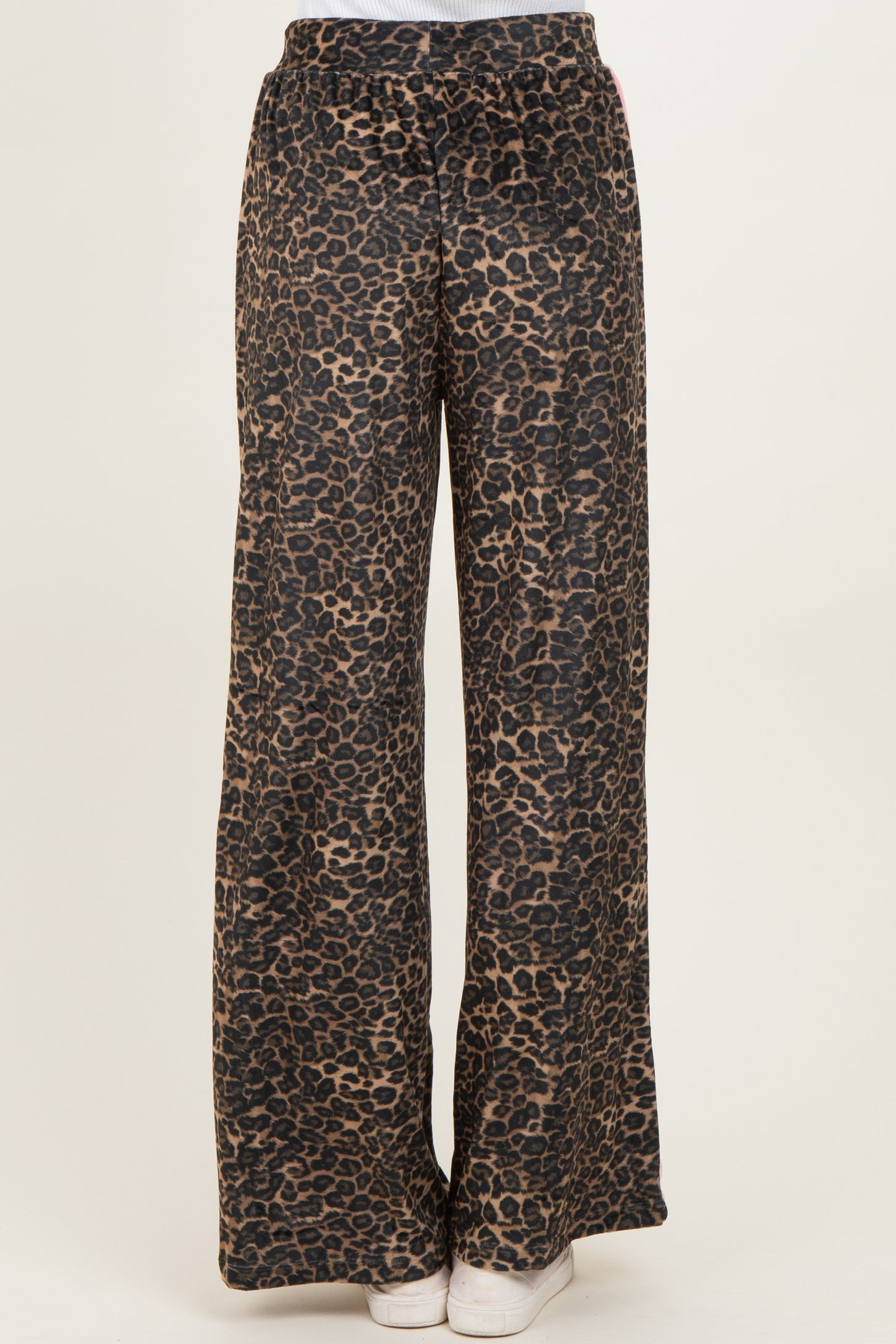 Brown Animal Print Velour Track Pants
