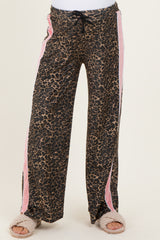 Brown Animal Print Velour Maternity Track Pants
