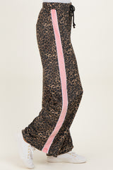 Brown Animal Print Velour Track Pants