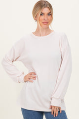 Cream Puff Sleeve Solid Ribbed Top