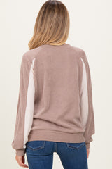 Mocha Textured Rib Colorblock Maternity Pullover