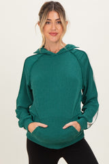 Forest Green Textured Rib Colorblock Maternity Hoodie